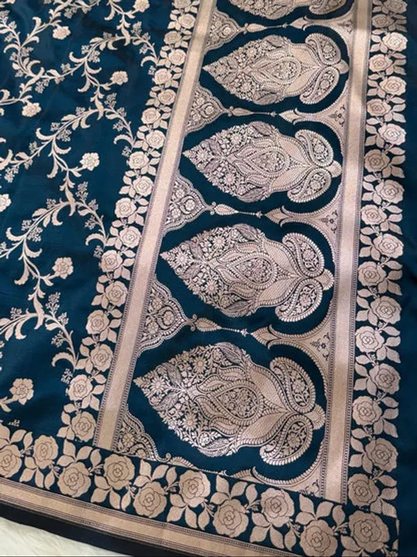 Teal_Blue_Mashru_Banarasi_Saree