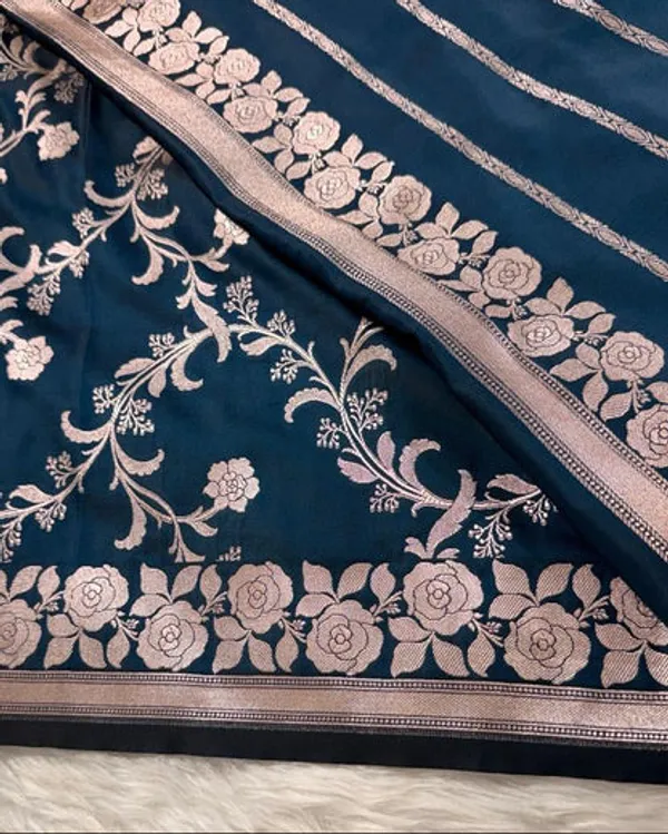 Teal_Blue_Mashru_Banarasi_Saree
