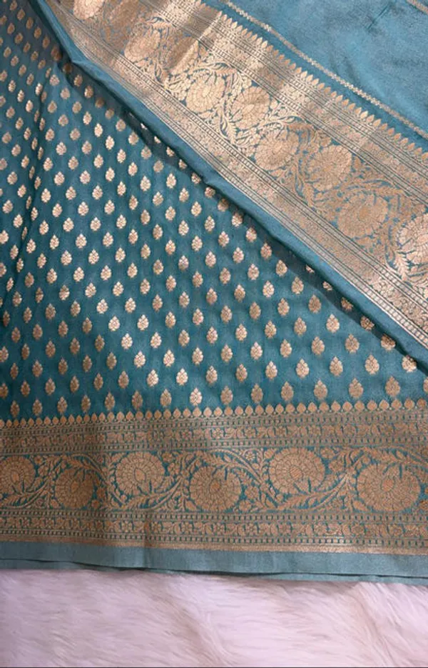 Sea_Green_Semisilk_Banarasi_Saree