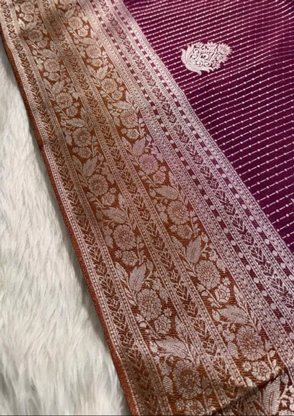 Maroon_Brown_Semisilk_Banarasi_Saree