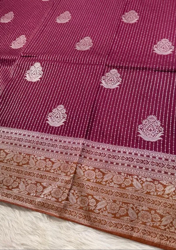 Maroon_Brown_Semisilk_Banarasi_Saree