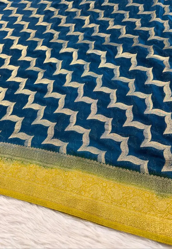 Teal_Georgette_Banarasi_Saree