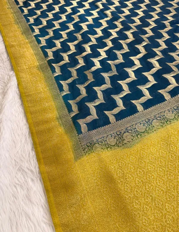 Teal_Georgette_Banarasi_Saree