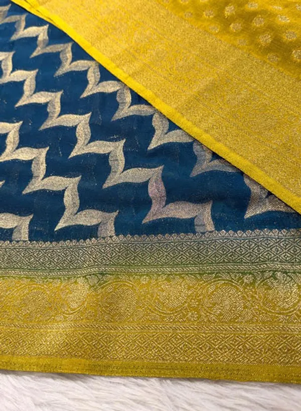 Teal_Georgette_Banarasi_Saree