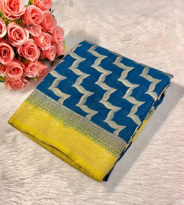 Teal_Georgette_Banarasi_Saree
