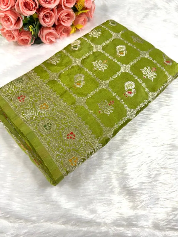 Green_Satin_Banarasi_Saree