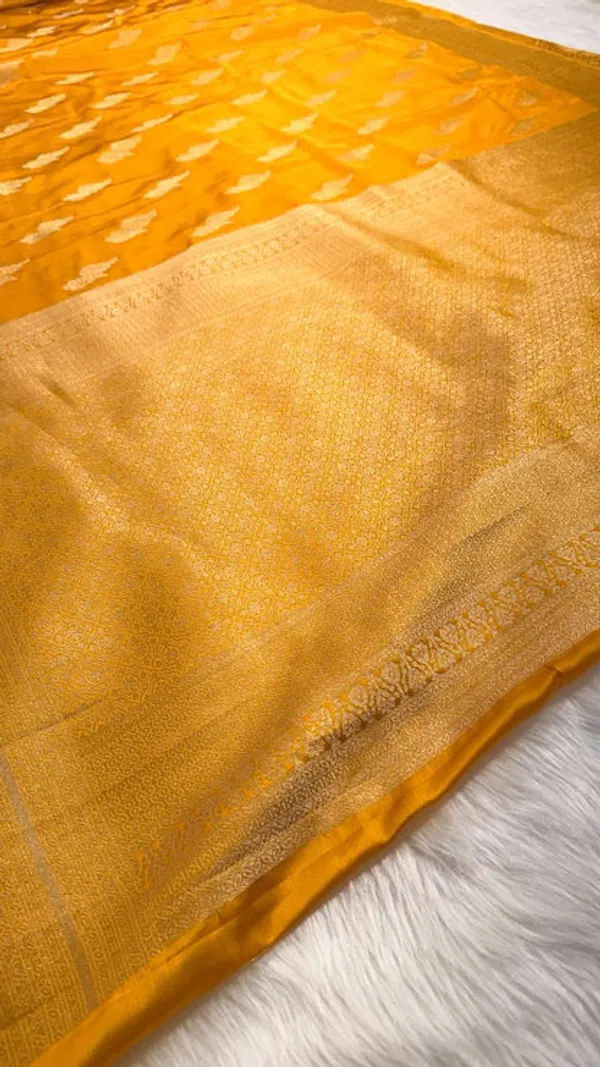Yellow_Satin_Banarasi_Saree