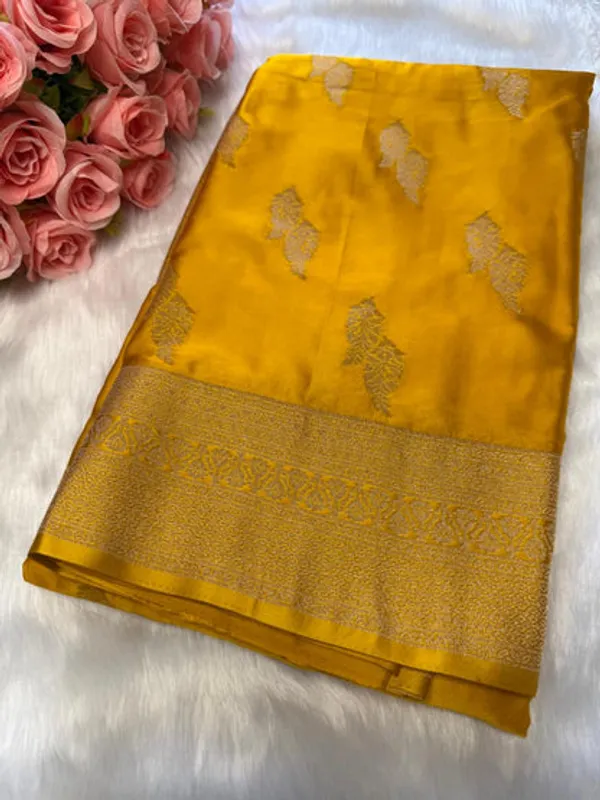Yellow_Satin_Banarasi_Saree