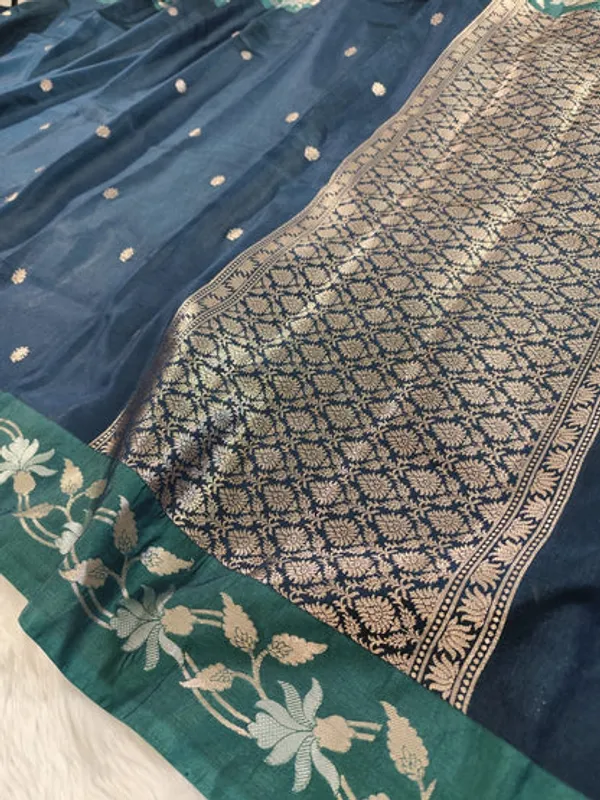 Bottle_Green_Raw_Mango_Banarasi_Saree