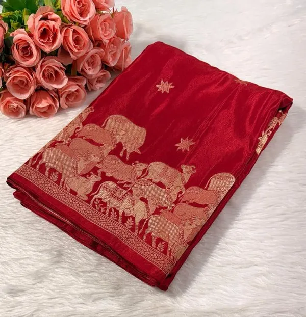 Red_Crepe_Banarasi_Saree