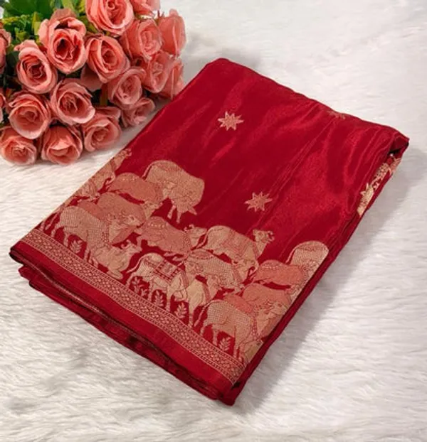 Red_Crepe_Banarasi_Saree