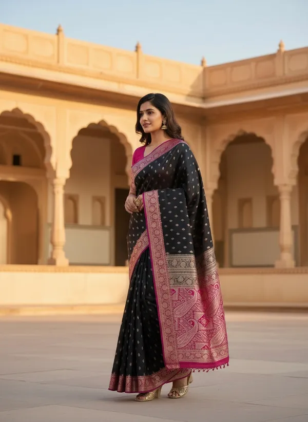 Black_Banarasi_Mashru_Silk_Saree