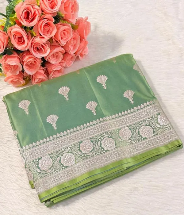Pistachio_Green_Mashru_Banarasi_Saree