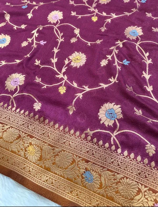 Maroon_Georgette_Banarasi_Saree