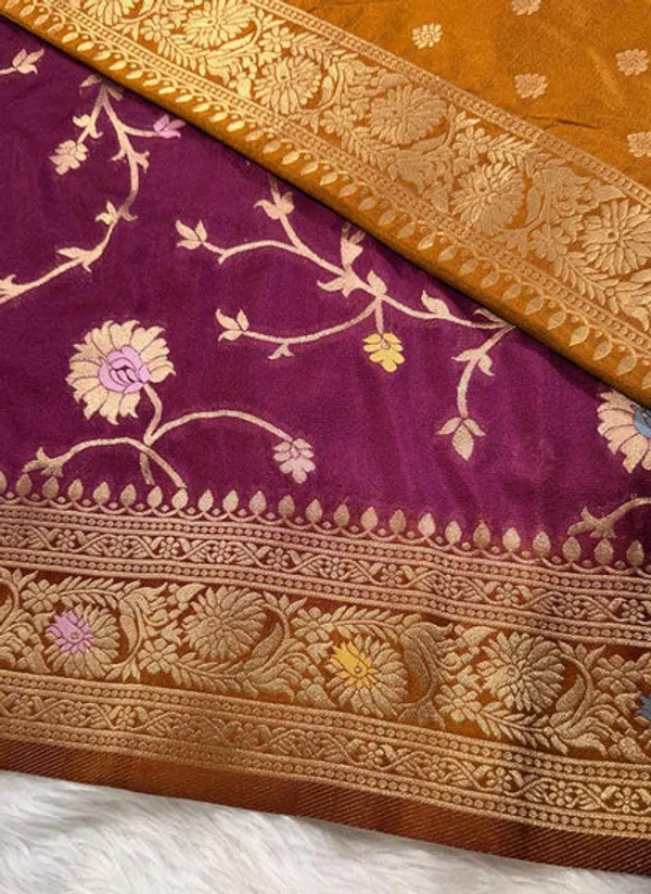 Maroon_Georgette_Banarasi_Saree