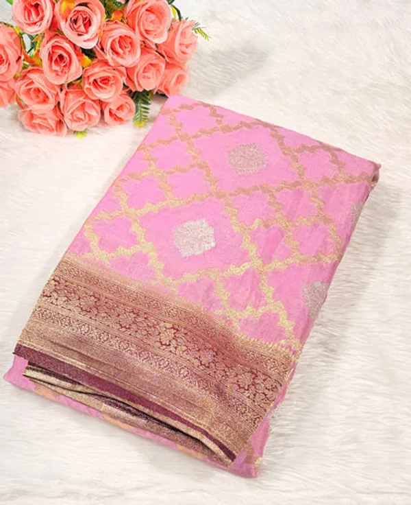 Onion_Pink_Georgette_Banarasi_Saree