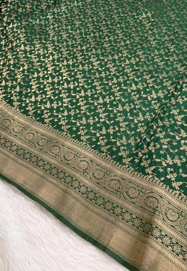 Bottle_Green_Georgette_Banarasi_Saree
