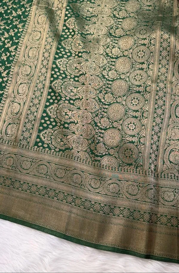 Bottle_Green_Georgette_Banarasi_Saree