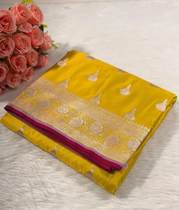 Lemon_Yellow_Mashru_Banarasi_Saree