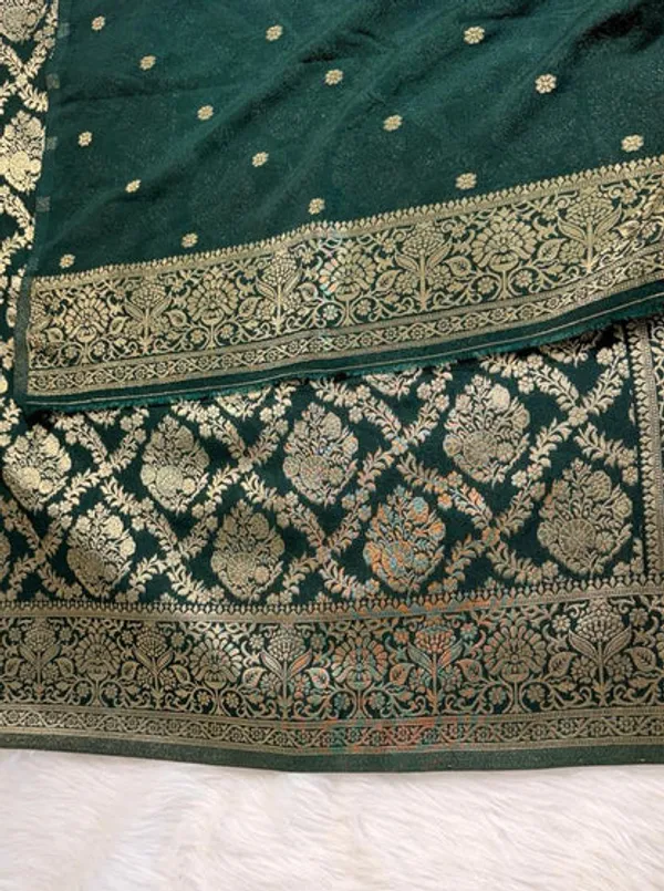 Bottle_Green_Banarasi_Georgette_Saree
