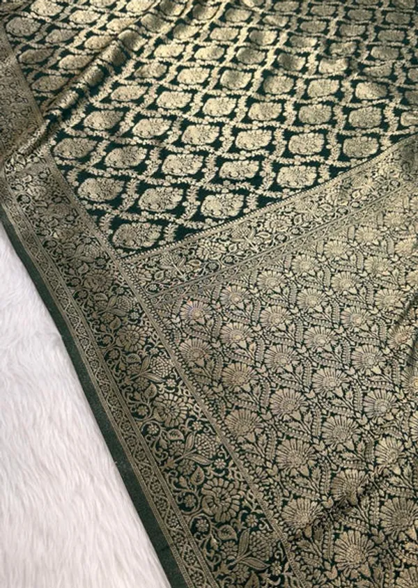 Bottle_Green_Banarasi_Georgette_Saree