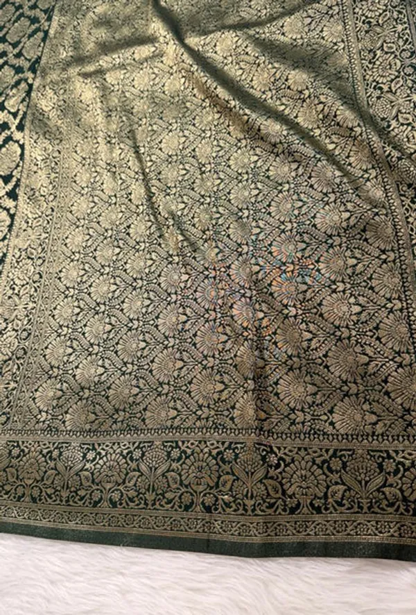 Bottle_Green_Banarasi_Georgette_Saree