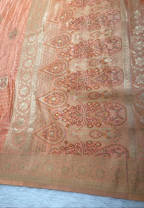 Peach_Satin_Banarasi_Saree