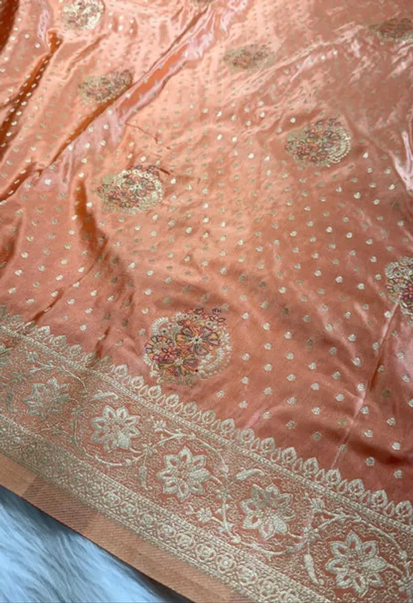 Peach_Satin_Banarasi_Saree