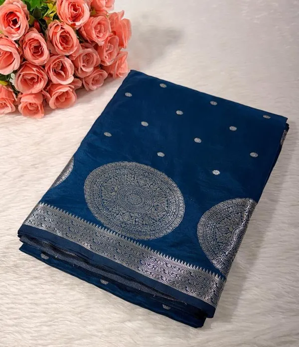 Deep_Blue_Semisilk_Banarasi_Saree