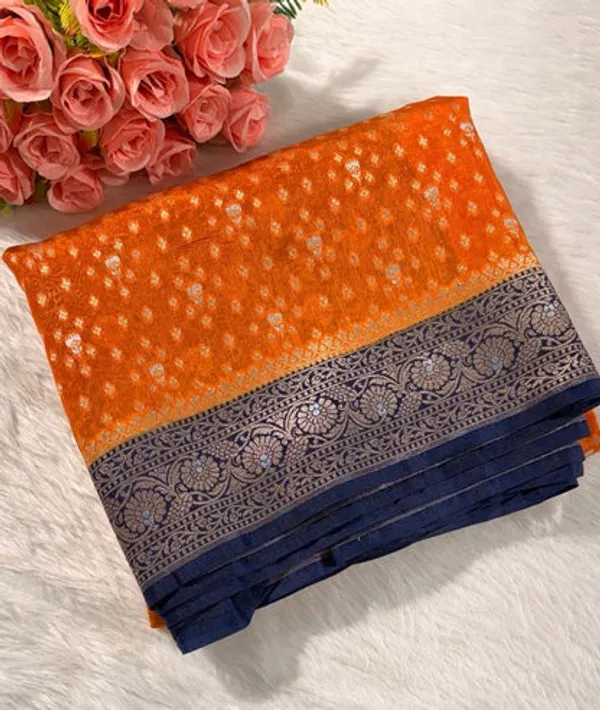 Orange_Semisilk_Banarasi_Saree