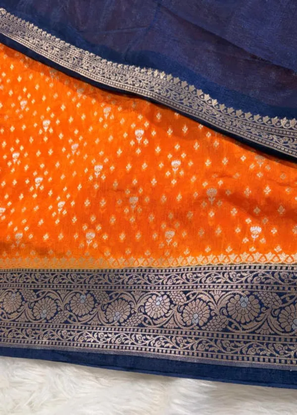 Orange_Semisilk_Banarasi_Saree