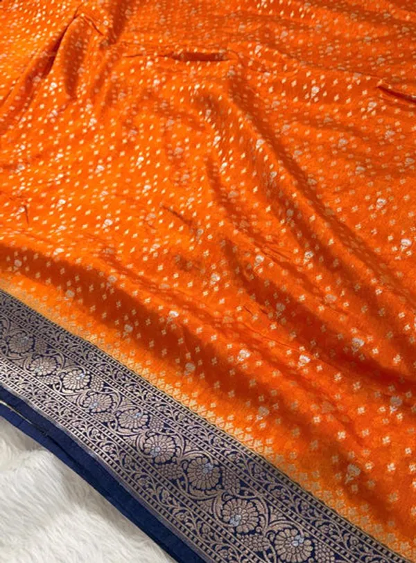 Orange_Semisilk_Banarasi_Saree