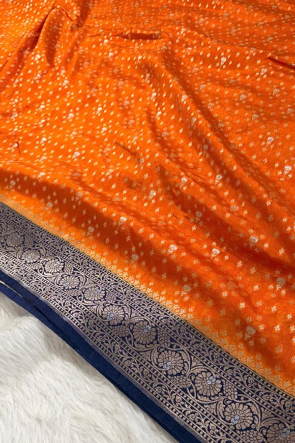 Orange_Semisilk_Banarasi_Saree