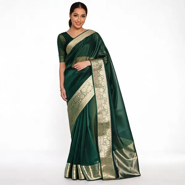 Green_Organza_Banarasi_Saree