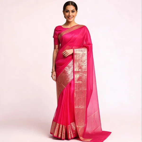 Pink_Organza_Banarasi_Saree