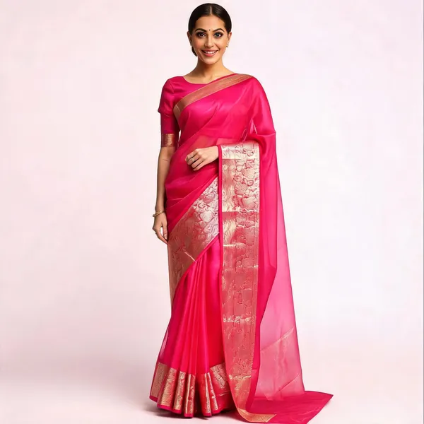 Pink_Organza_Banarasi_Saree