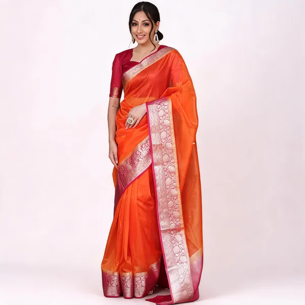 Orange_Organza_Banarasi_Saree