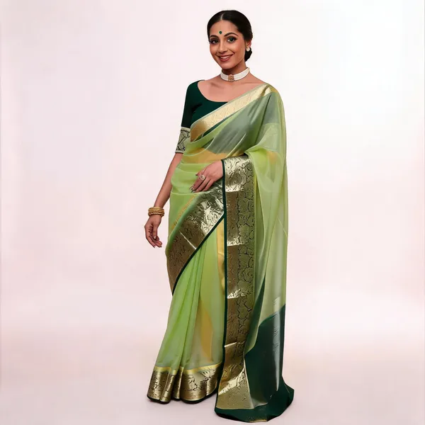 Green_Organza_Banarasi_Saree