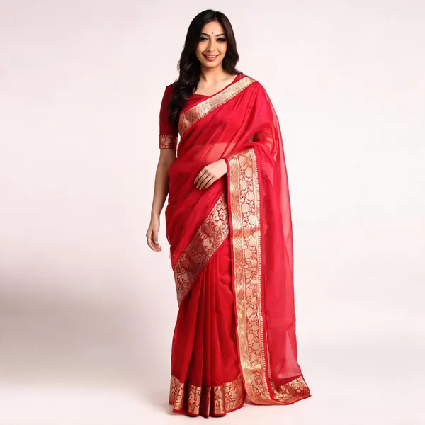 Red_Organza_Banarasi_Saree