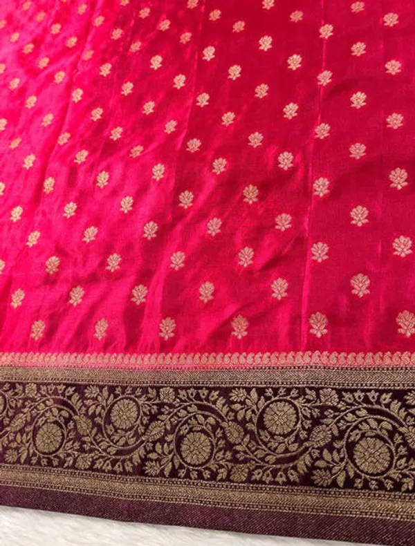 Pink_Brown_Satin_Banarasi_Saree