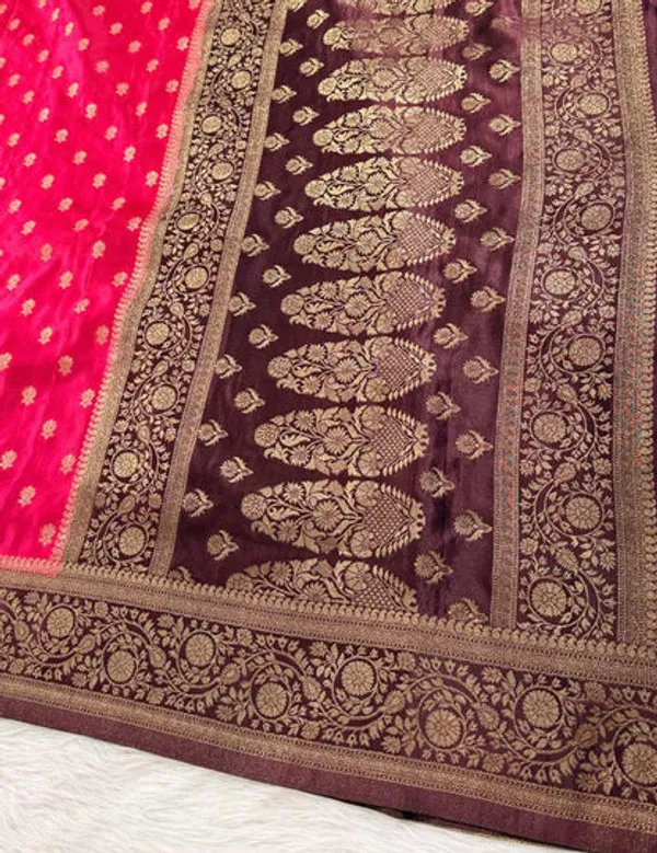 Pink_Brown_Satin_Banarasi_Saree