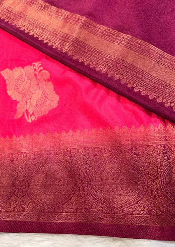Pink_Maroon_Semisilk_Banarasi_Saree