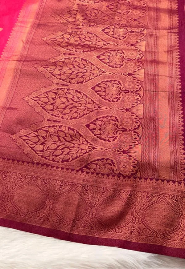 Pink_Maroon_Semisilk_Banarasi_Saree