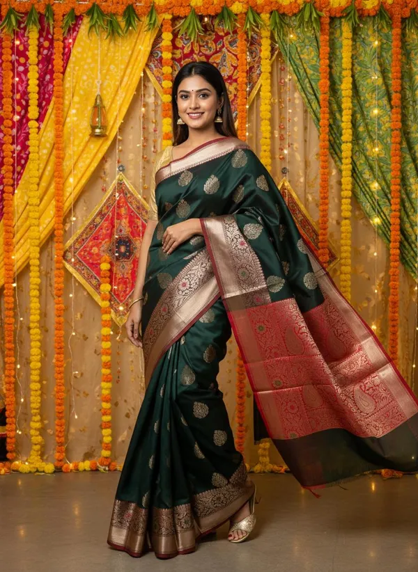 Green_Semisilk_Banarasi_Saree