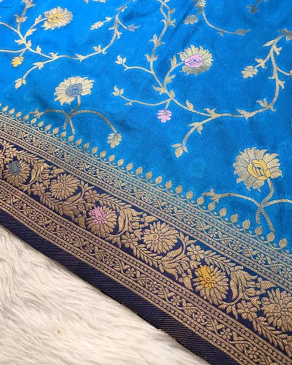 Azure_Blue_Georgette_Banarasi_Saree