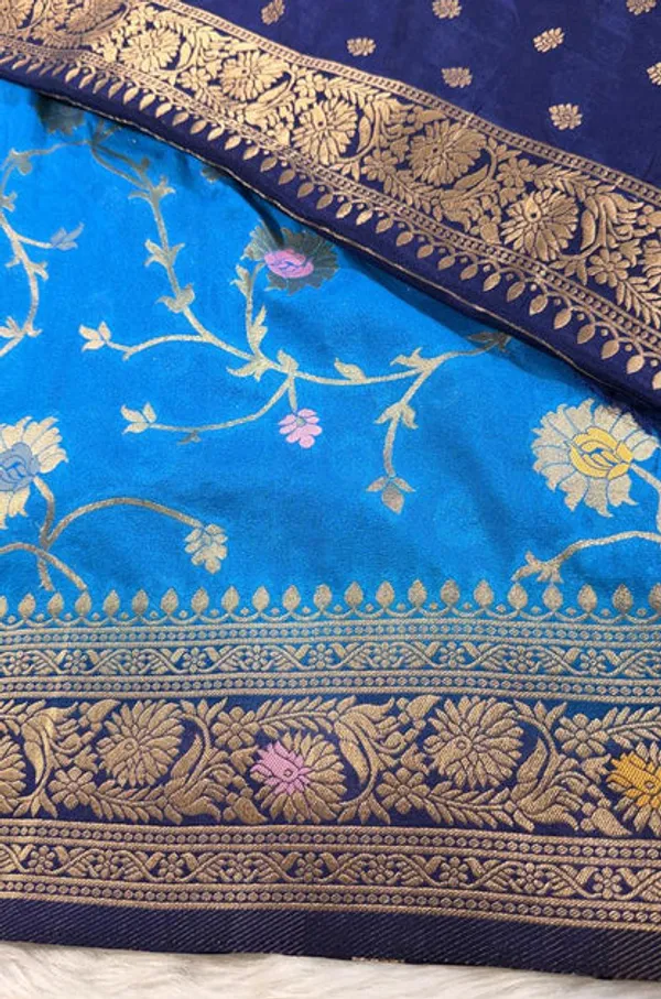 Azure_Blue_Georgette_Banarasi_Saree