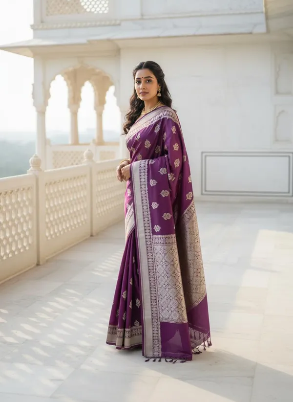 Purple_Mashru_Banarasi_Saree
