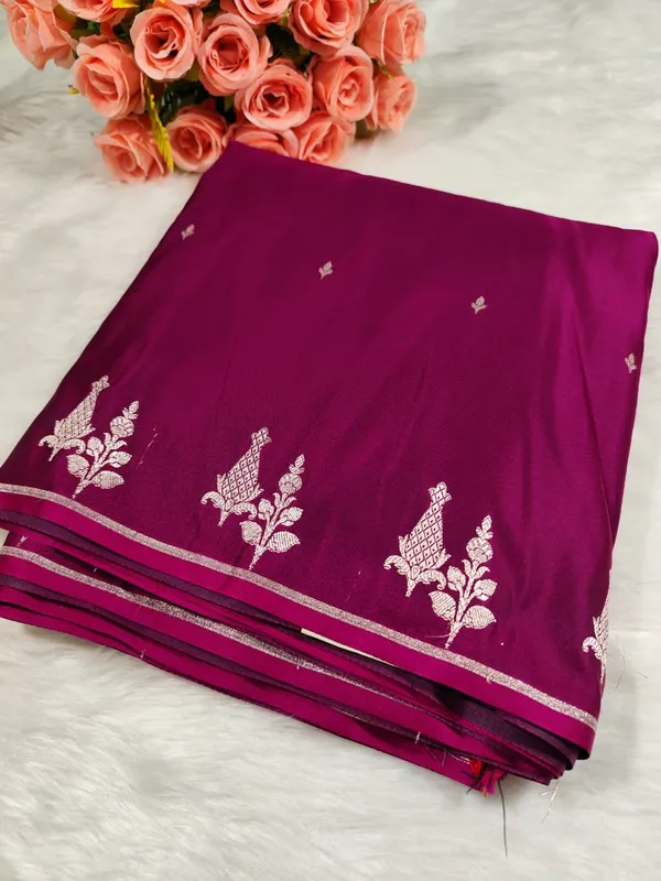 Wine_Mashru_Banarasi_Saree