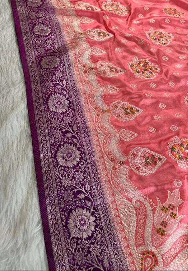 Coral_Pink_Satin_Banarasi_Saree
