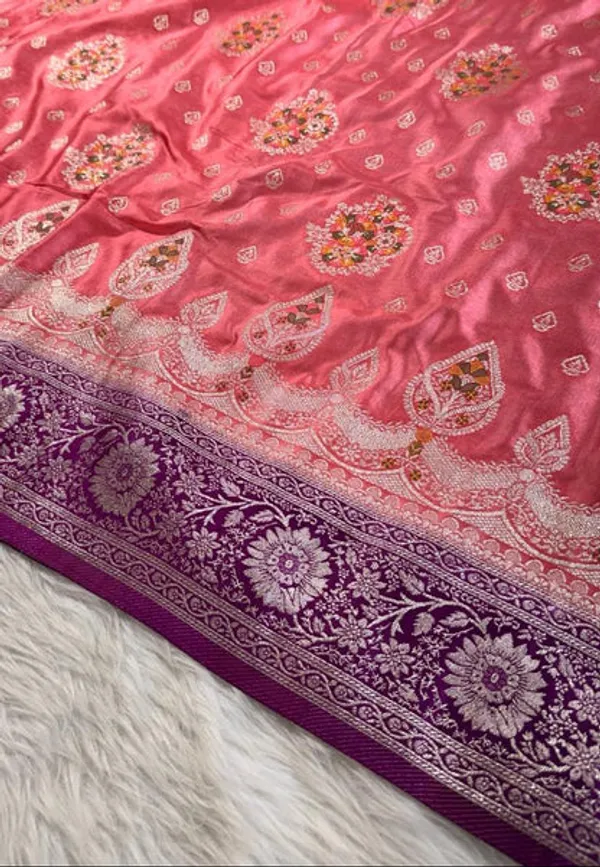 Coral_Pink_Satin_Banarasi_Saree